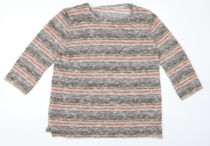 EWM Womens Orange Striped Pullover Jumper Size 18