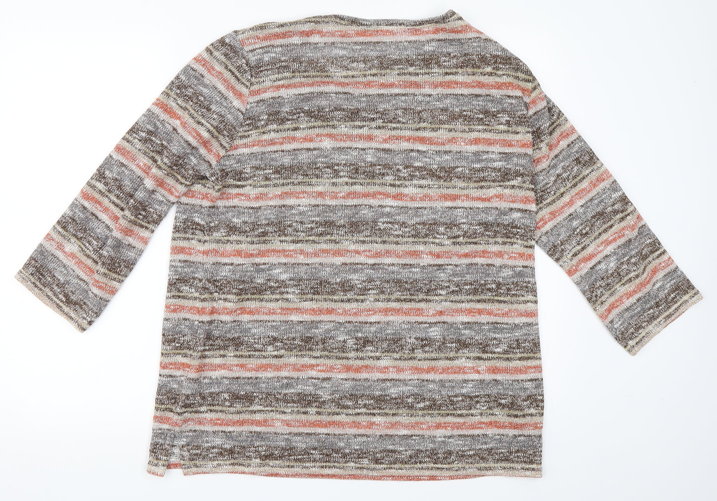 EWM Womens Orange Striped  Pullover Jumper Size 18