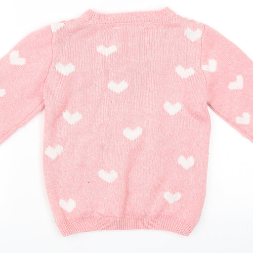 George Girls Pink   Pullover Jumper Size 5-6 Years  - Christmas Snowman Jumper