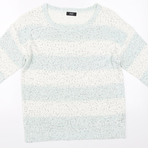 F&F Womens Ivory Striped  Pullover Jumper Size 10