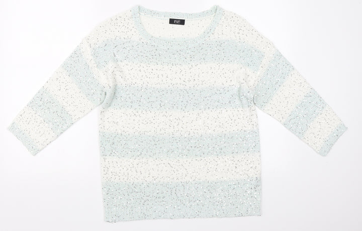 F&F Womens Ivory Striped Pullover Jumper Size 10
