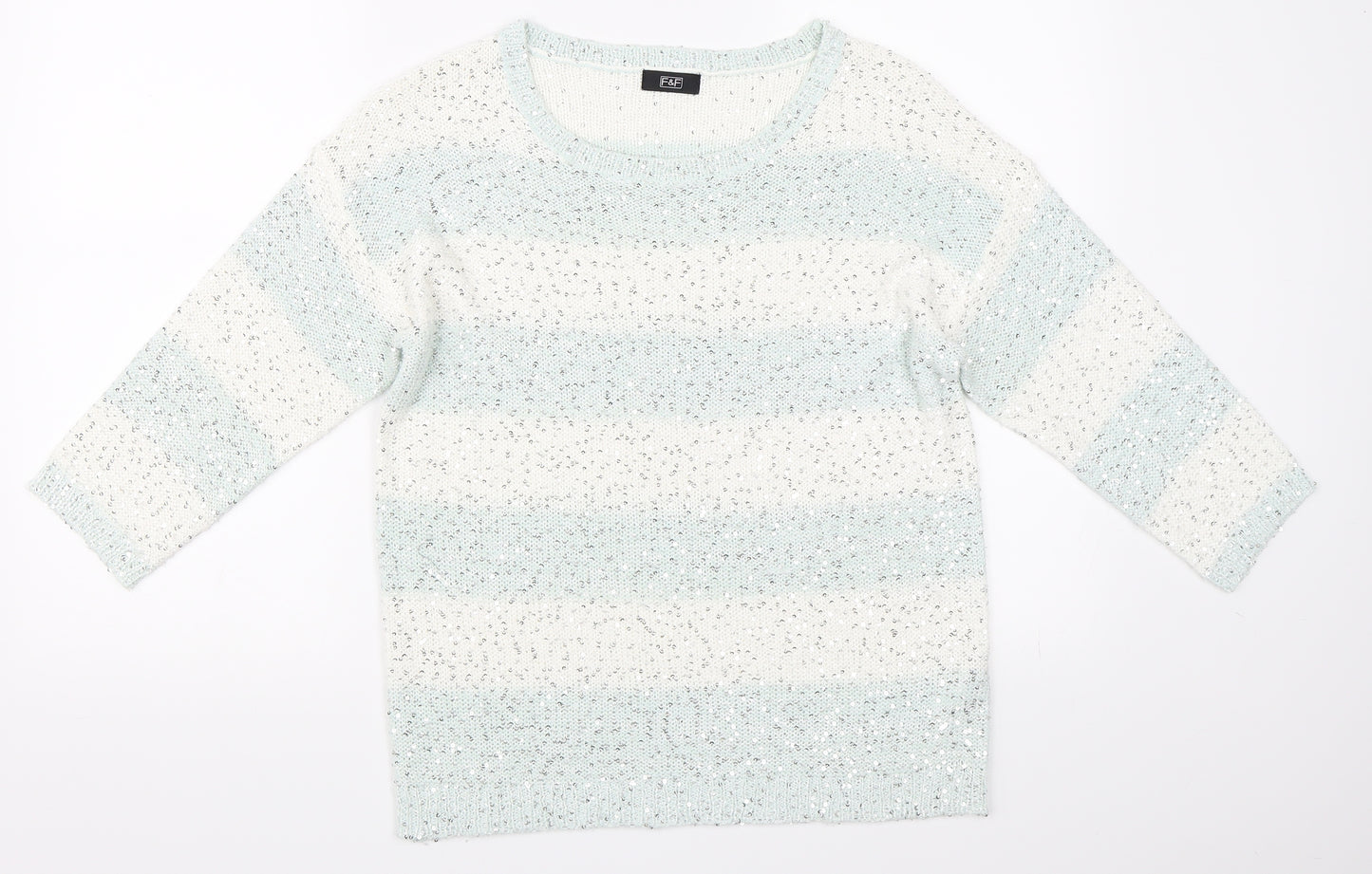 F&F Womens Ivory Striped  Pullover Jumper Size 10