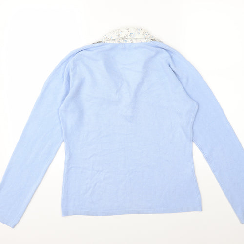 Papaya Womens Blue Floral Knit Pullover Jumper Size 14