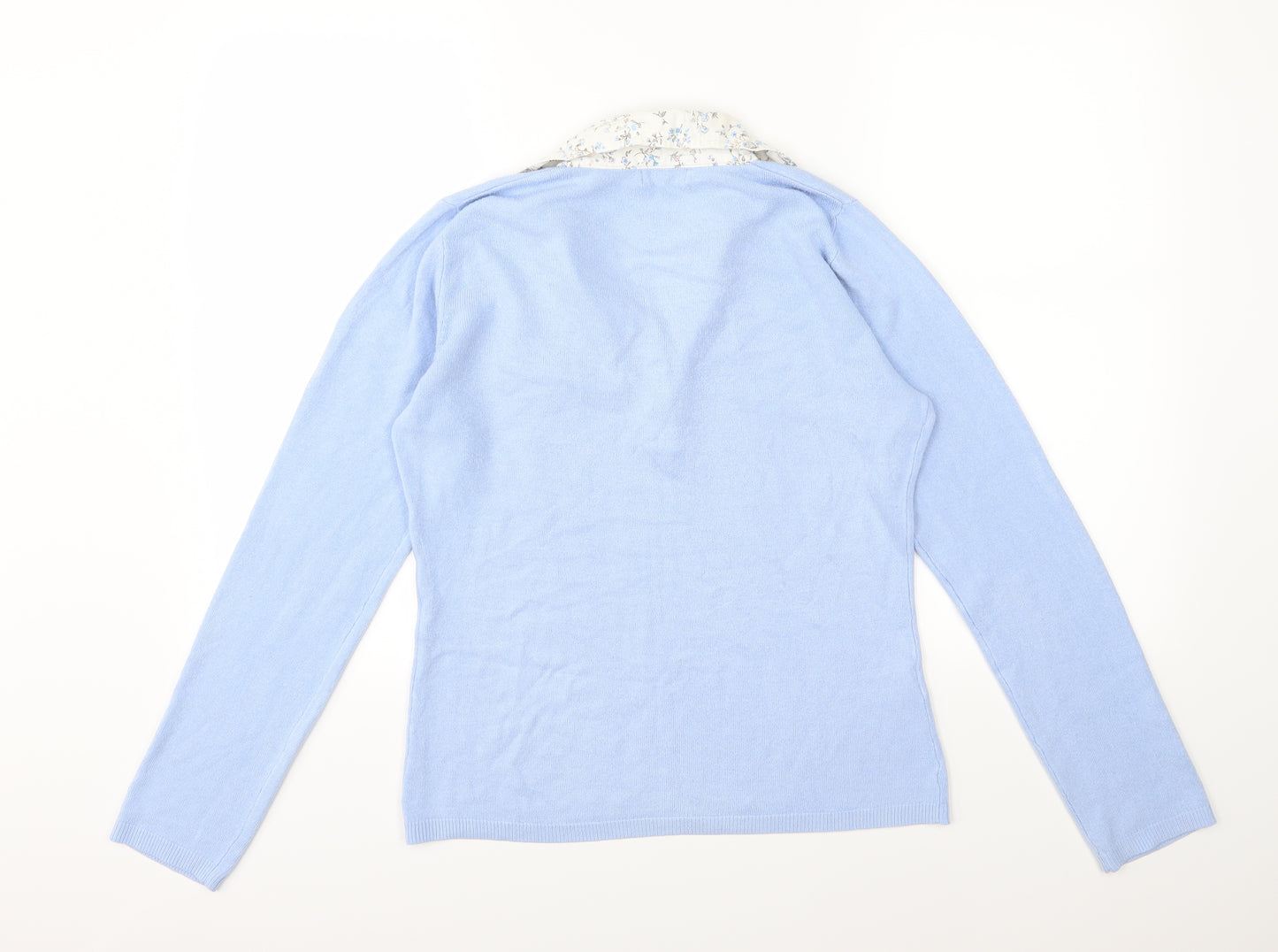 Papaya Womens Blue Floral Knit Pullover Jumper Size 14