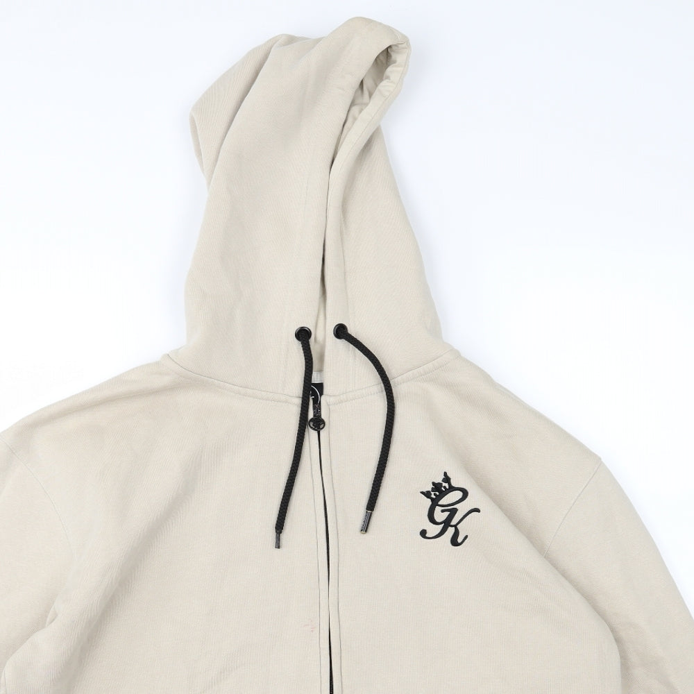 Gym King Mens Beige  Jersey Full Zip Hoodie Size XL