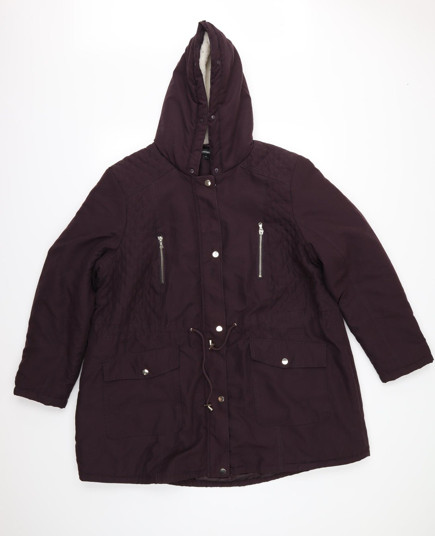 Bonmarché Womens Purple   Overcoat Coat Size 22  - Burgundy