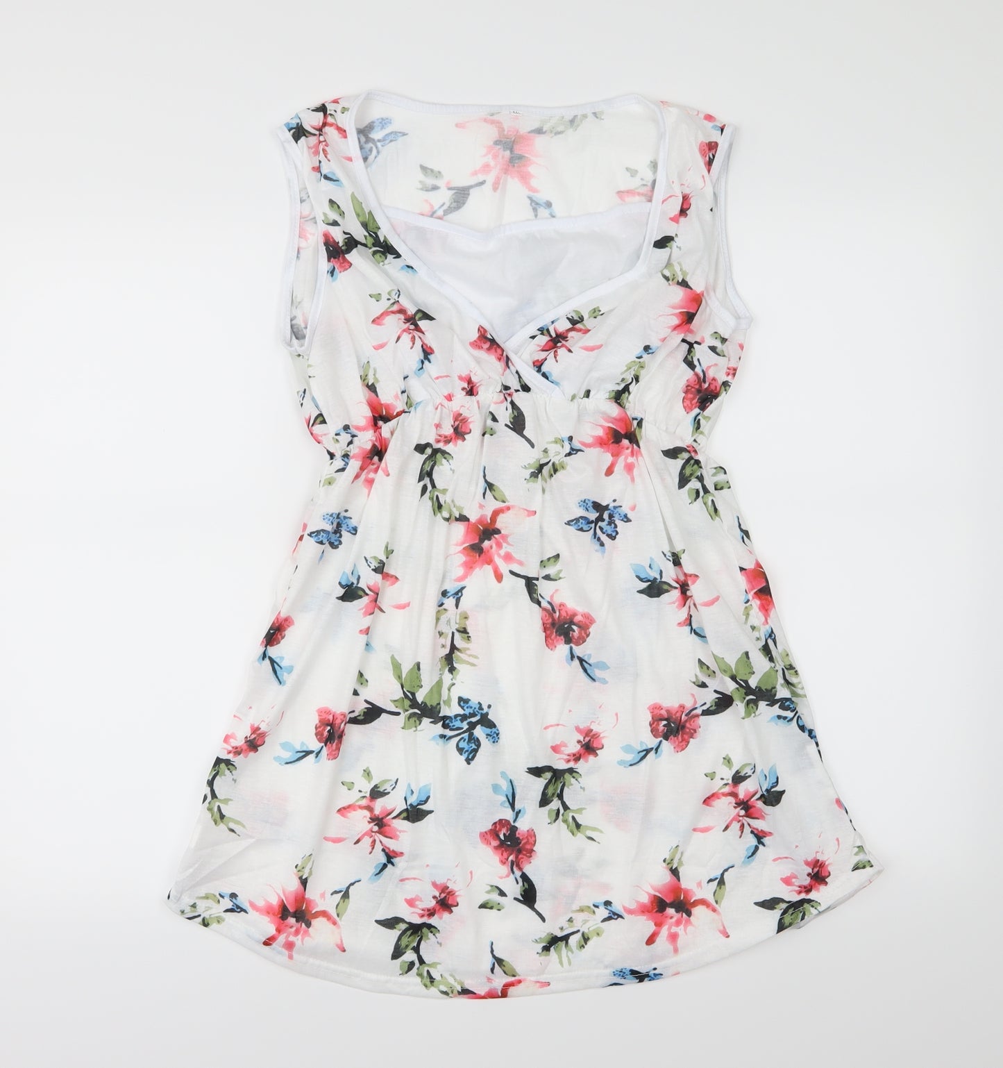 Preworn Womens White Floral Jersey Basic T-Shirt Size 2XL