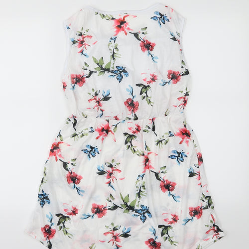 Preworn Womens White Floral Jersey Basic T-Shirt Size 2XL