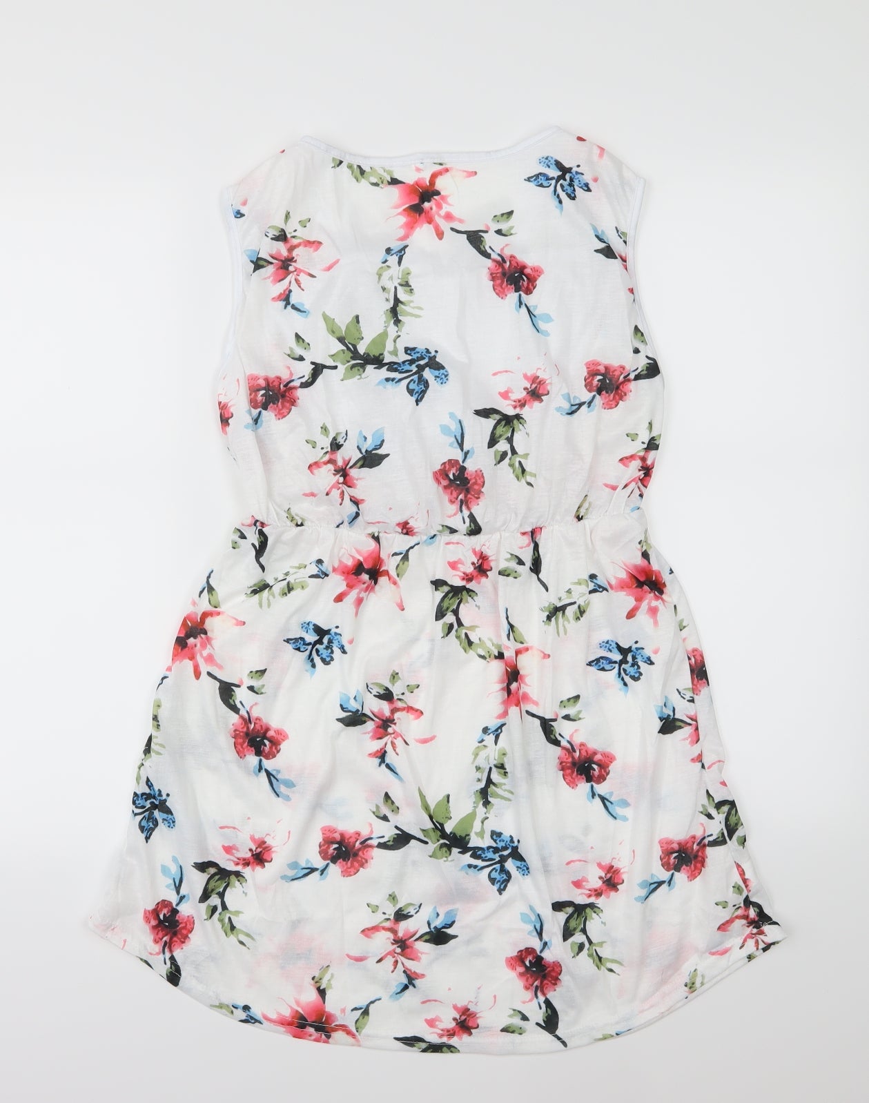 Preworn Womens White Floral Jersey Basic T-Shirt Size 2XL