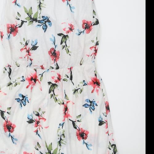 Preworn Womens White Floral Jersey Basic T-Shirt Size 2XL