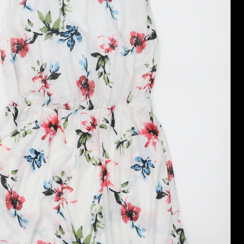 Preworn Womens White Floral Jersey Basic T-Shirt Size 2XL