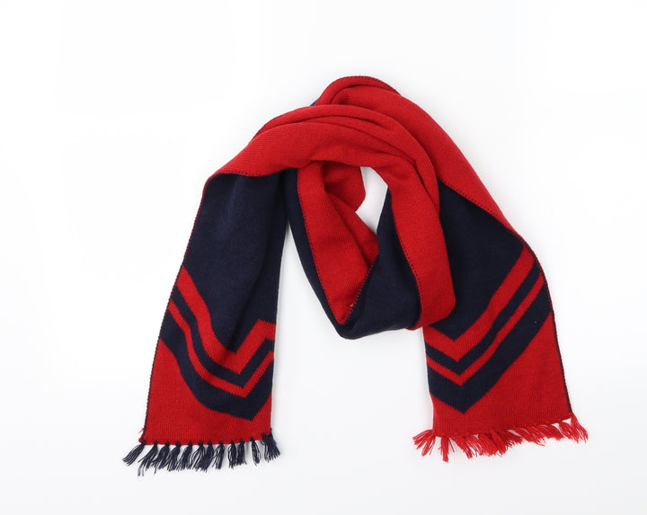 Railway Rockstar Mens Red Striped Knit Rectangle Scarf Scarf One Size