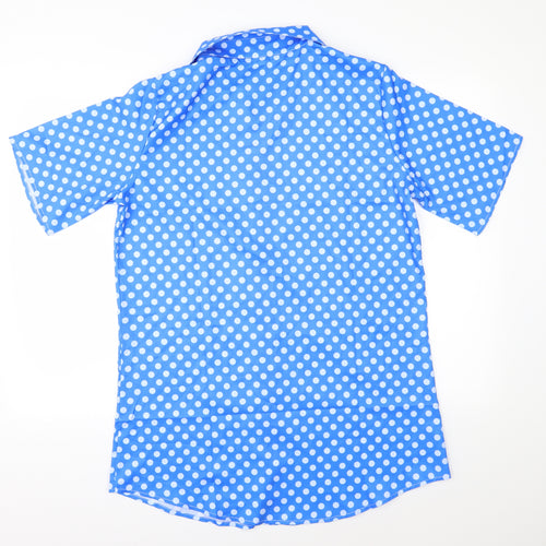 Preworn Womens Blue Polka Dot  Basic Button-Up Size 3XL