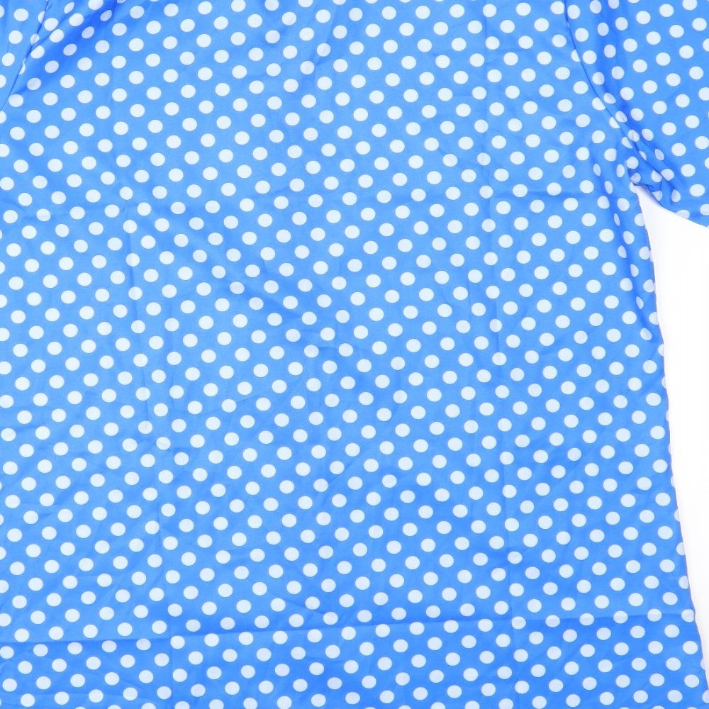 Preworn Womens Blue Polka Dot  Basic Button-Up Size 3XL