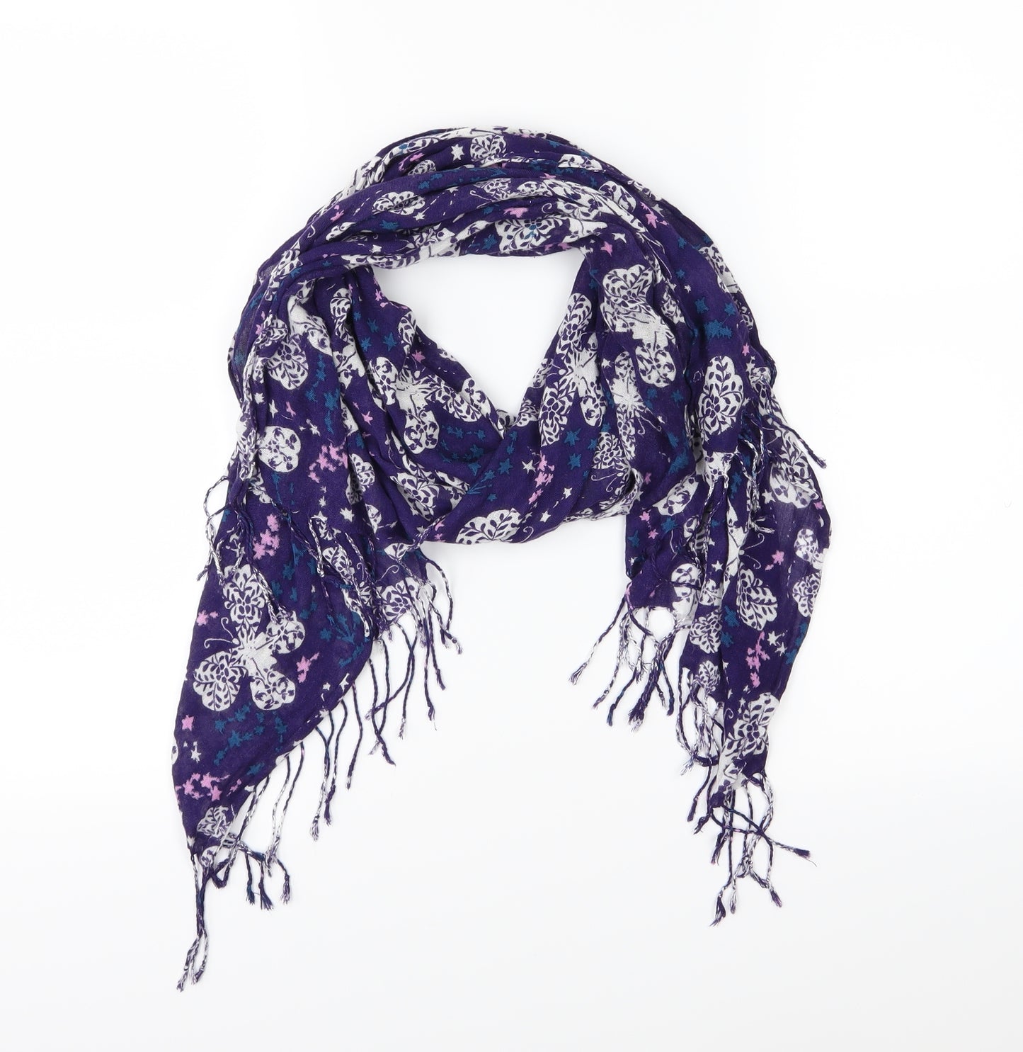 Preworn Womens Purple Floral   Scarf