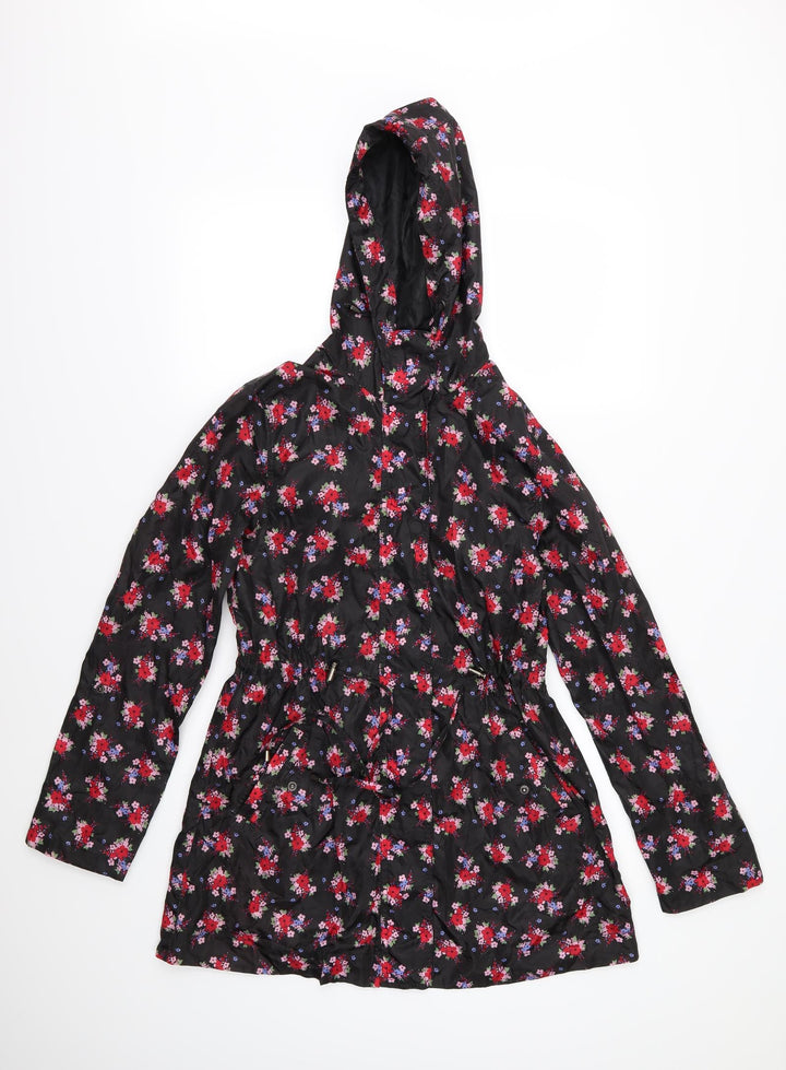 TU Womens Black Floral Jacket Size S - Packable
