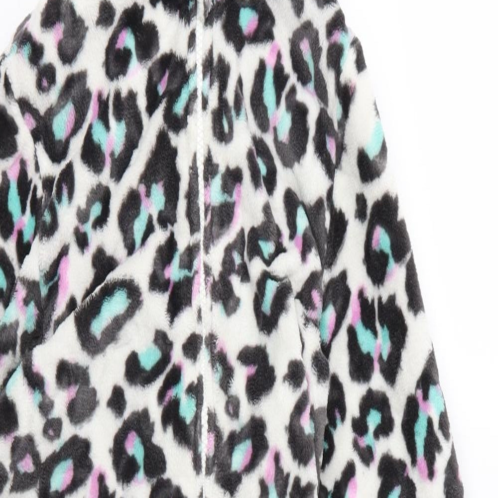 NEXT Girls White Animal Print Fleece  One Piece Size 8 Years