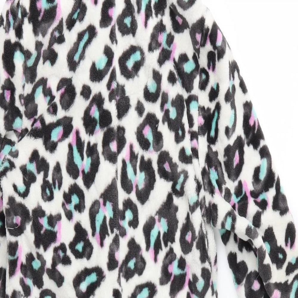 NEXT Girls White Animal Print Fleece  One Piece Size 8 Years