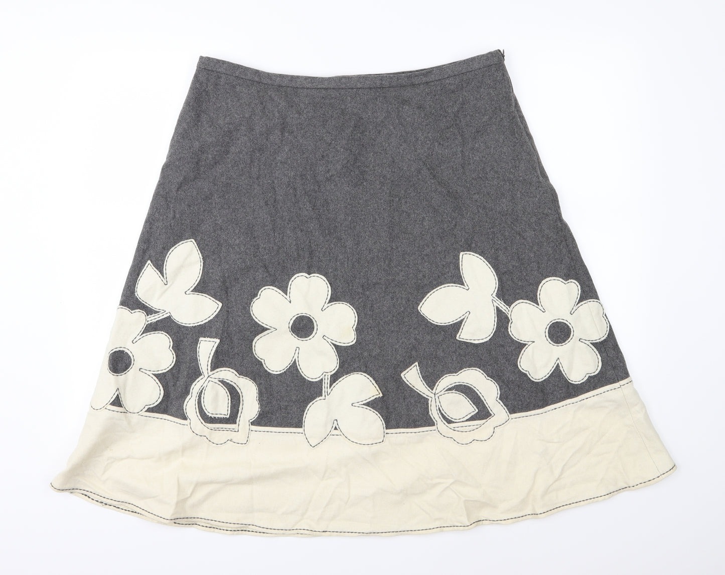 Boden Womens Grey Floral  A-Line Skirt Size 16