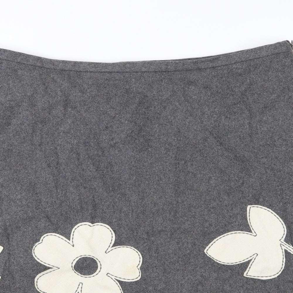 Boden Womens Grey Floral  A-Line Skirt Size 16