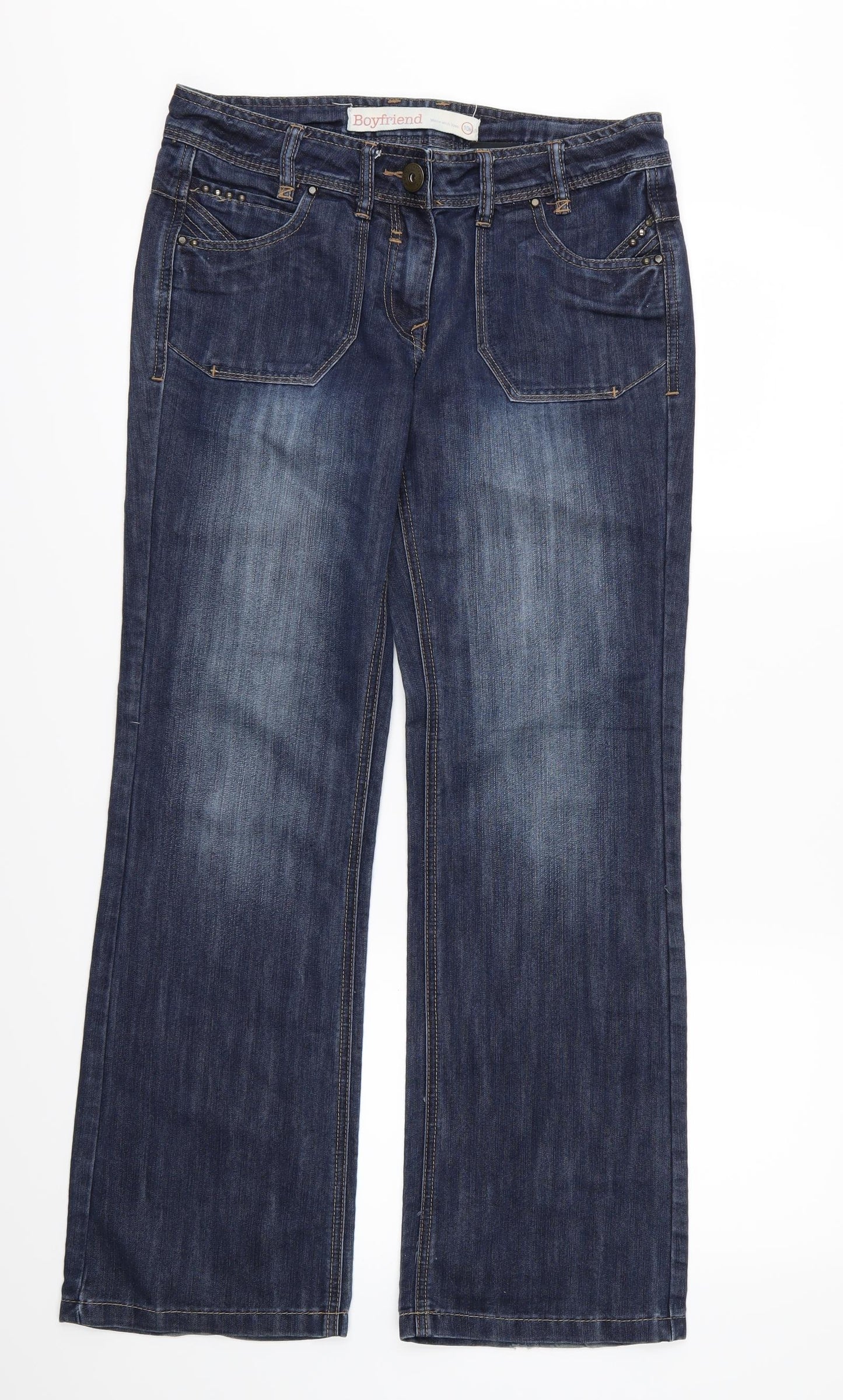 NEXT Womens Blue  Denim Boyfriend Jeans Size 10 L30 in