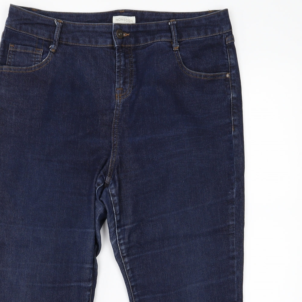 Monsoon Womens Blue  Denim Cropped Jeans Size 16 L23 in
