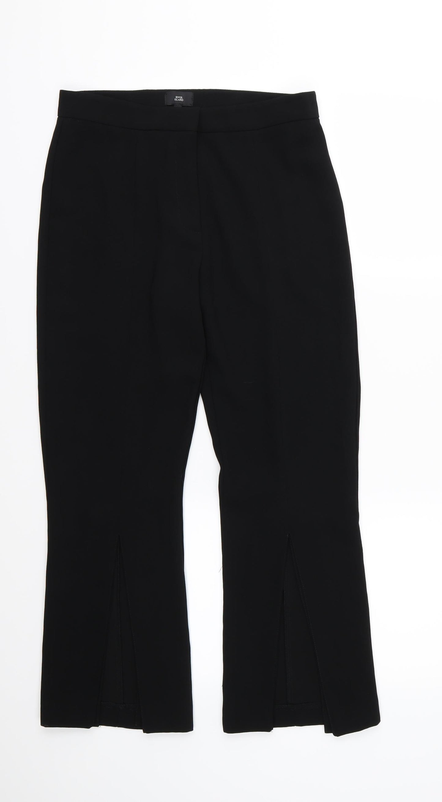 River Island Womens Black   Cropped Trousers Size 8 L25 in - split front