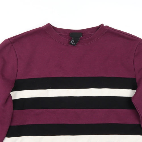 H&M Womens Purple Striped  Pullover Jumper Size XS