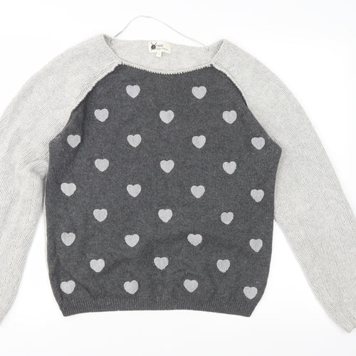 NEXT Womens Grey Geometric Knit Pullover Jumper Size 14