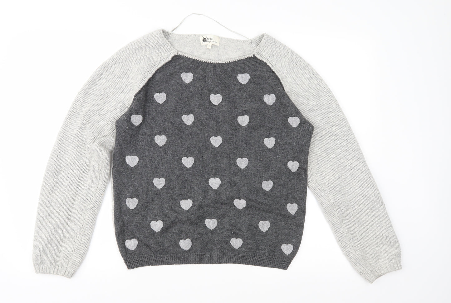 NEXT Womens Grey Geometric Knit Pullover Jumper Size 14