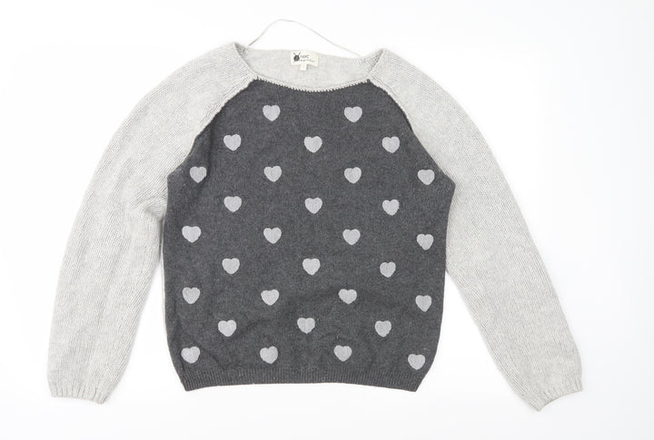 NEXT Womens Grey Geometric Knit Pullover Jumper Size 14