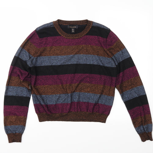 QED London Womens Multicoloured Striped Knit Pullover Jumper Size L