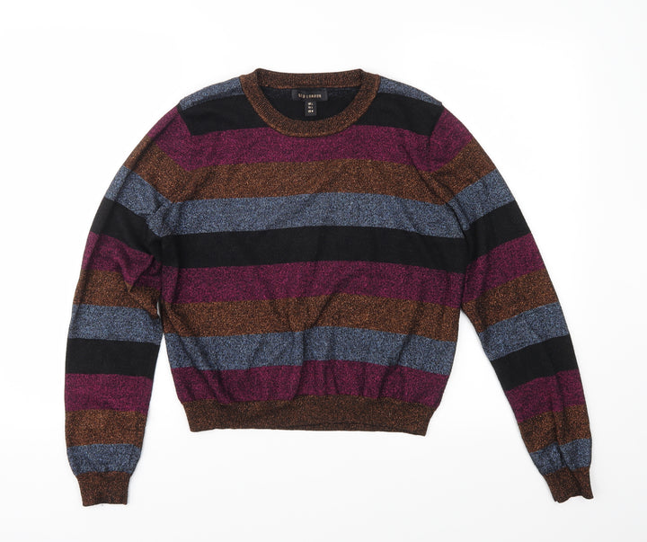 QED London Womens Multicoloured Striped Knit Pullover Jumper Size L
