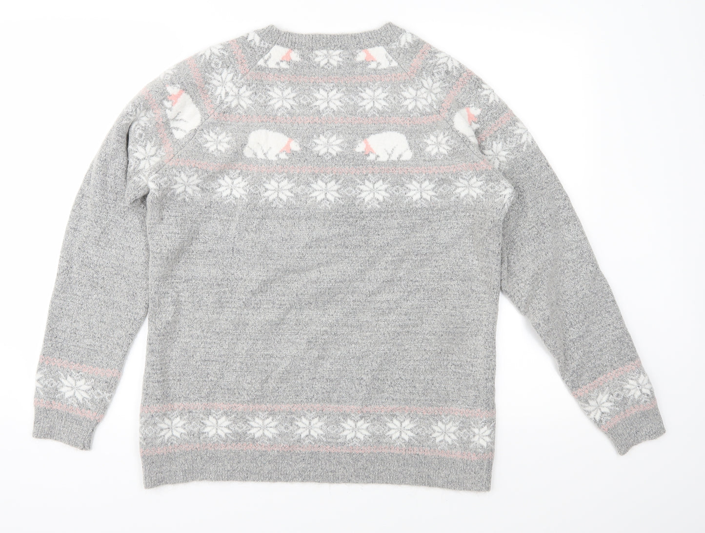 Dorothy Perkins Womens Grey Fair Isle Knit Pullover Jumper Size 14  - Snowflake