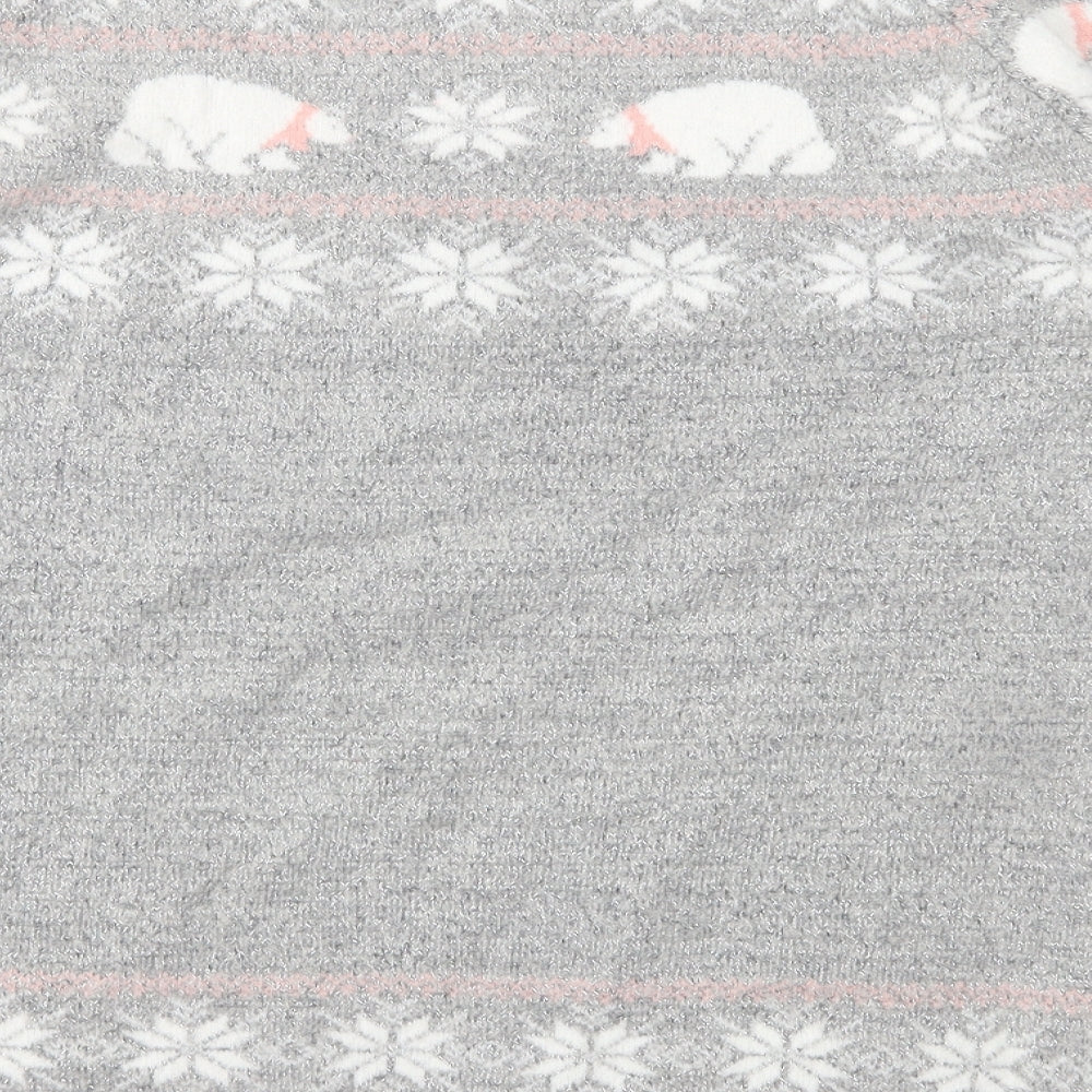 Dorothy Perkins Womens Grey Fair Isle Knit Pullover Jumper Size 14  - Snowflake