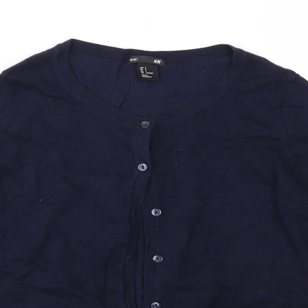 H&M Womens Blue  Knit Cardigan Jumper Size S
