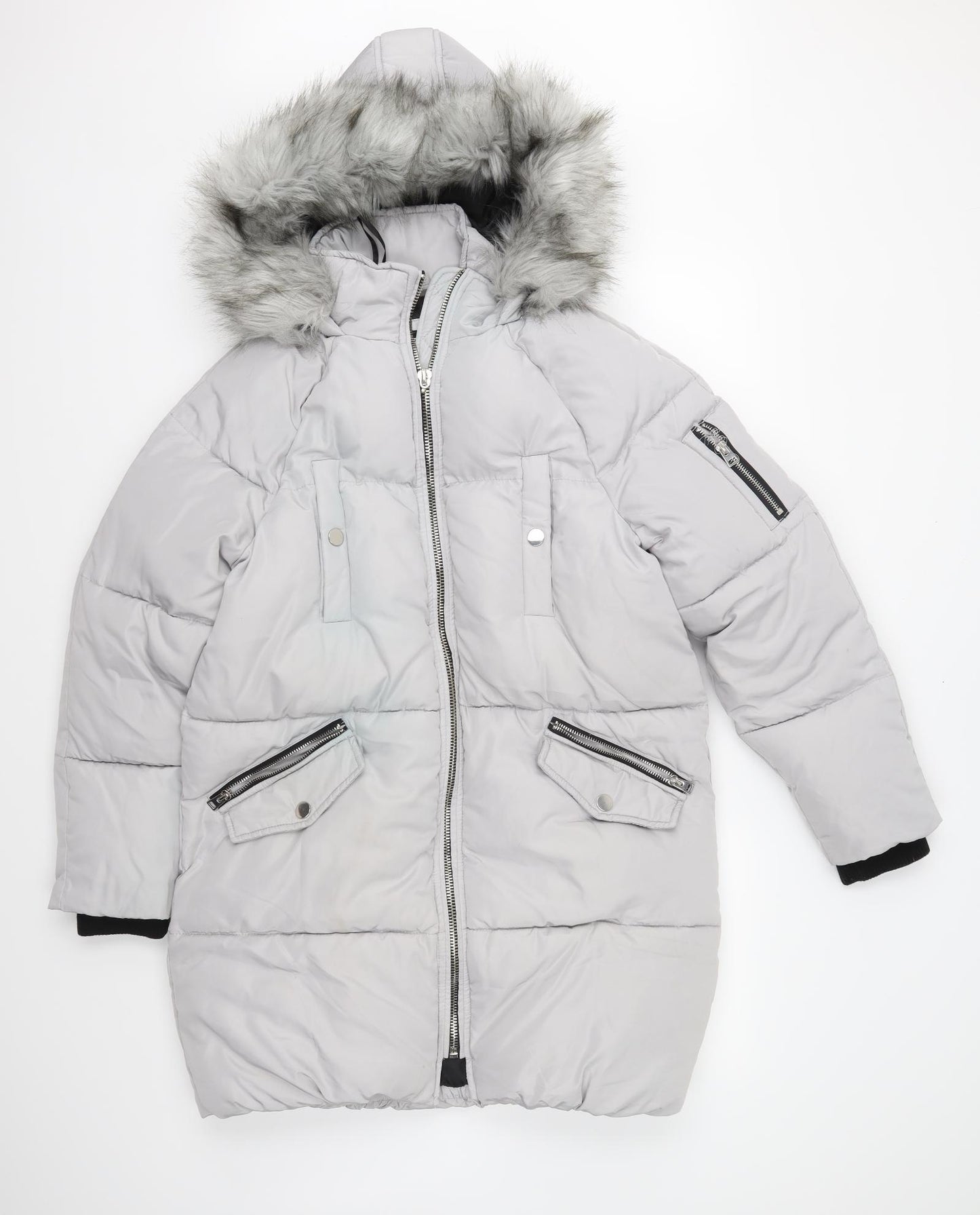 River Island Womens Grey   Parka Coat Size 12