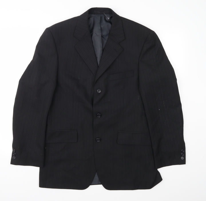 Pinstripe Mens Grey Striped  Jacket Suit Jacket Size 40