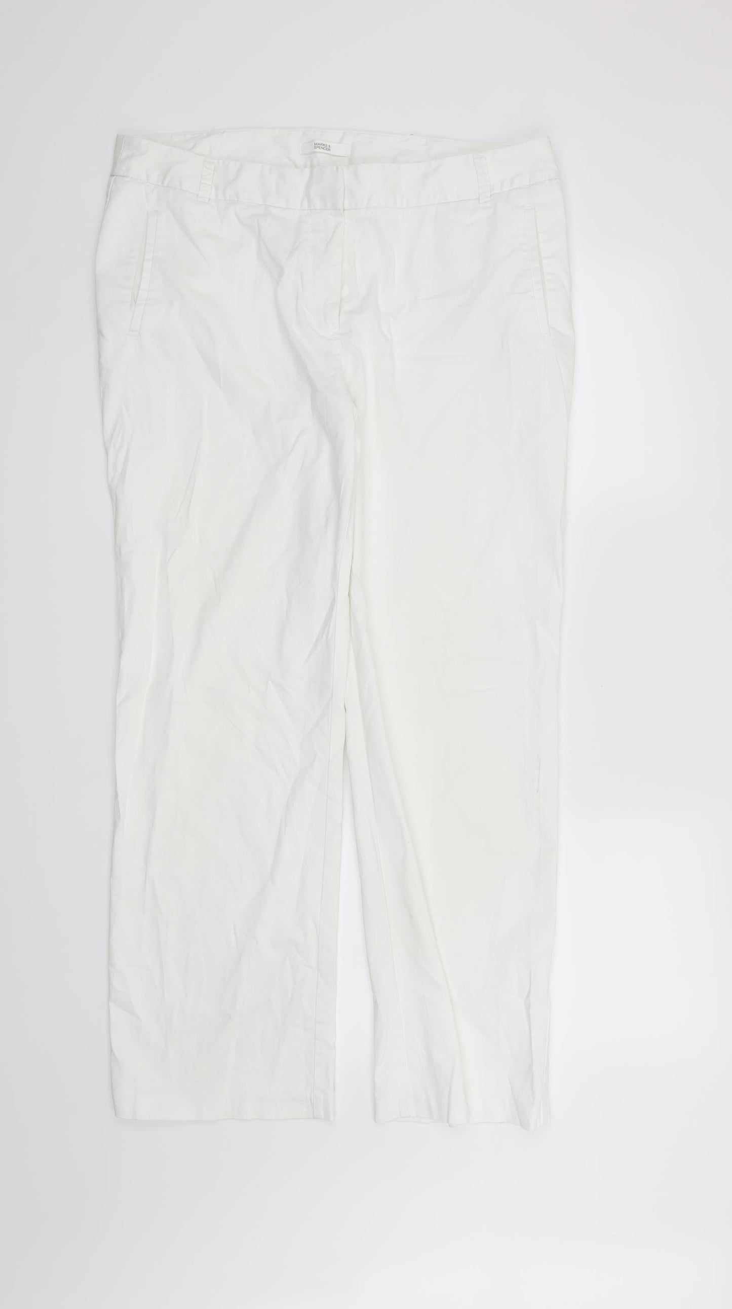 Marks and Spencer Womens White   Trousers  Size 16 L29 in