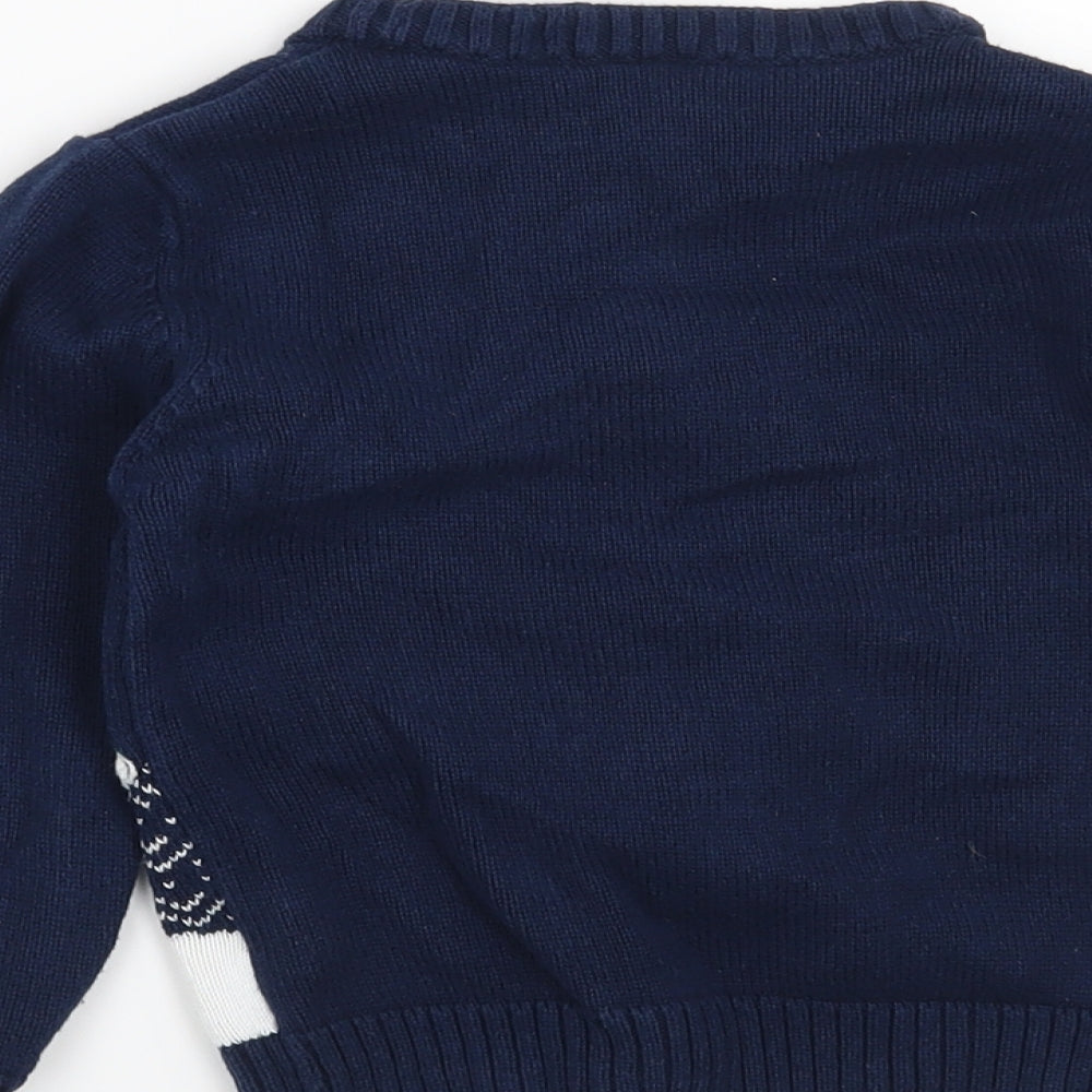 F&F Boys Blue   Pullover Jumper Size 3-4 Years  - Christmas Snowman