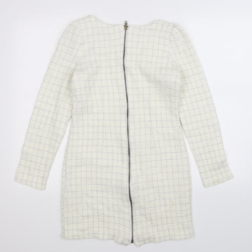 Ye Ye Womens White Check  Bodycon  Size S