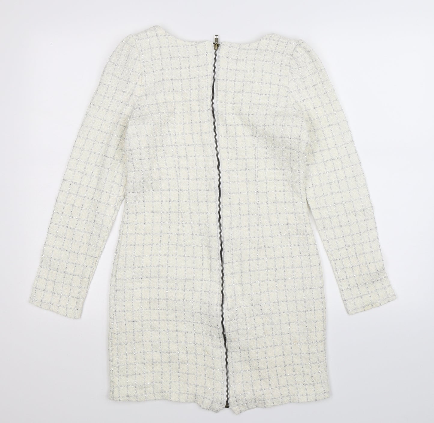 Ye Ye Womens White Check  Bodycon  Size S