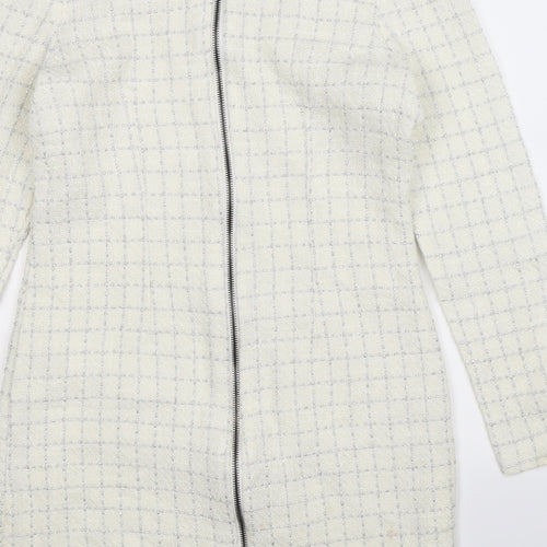 Ye Ye Womens White Check  Bodycon  Size S