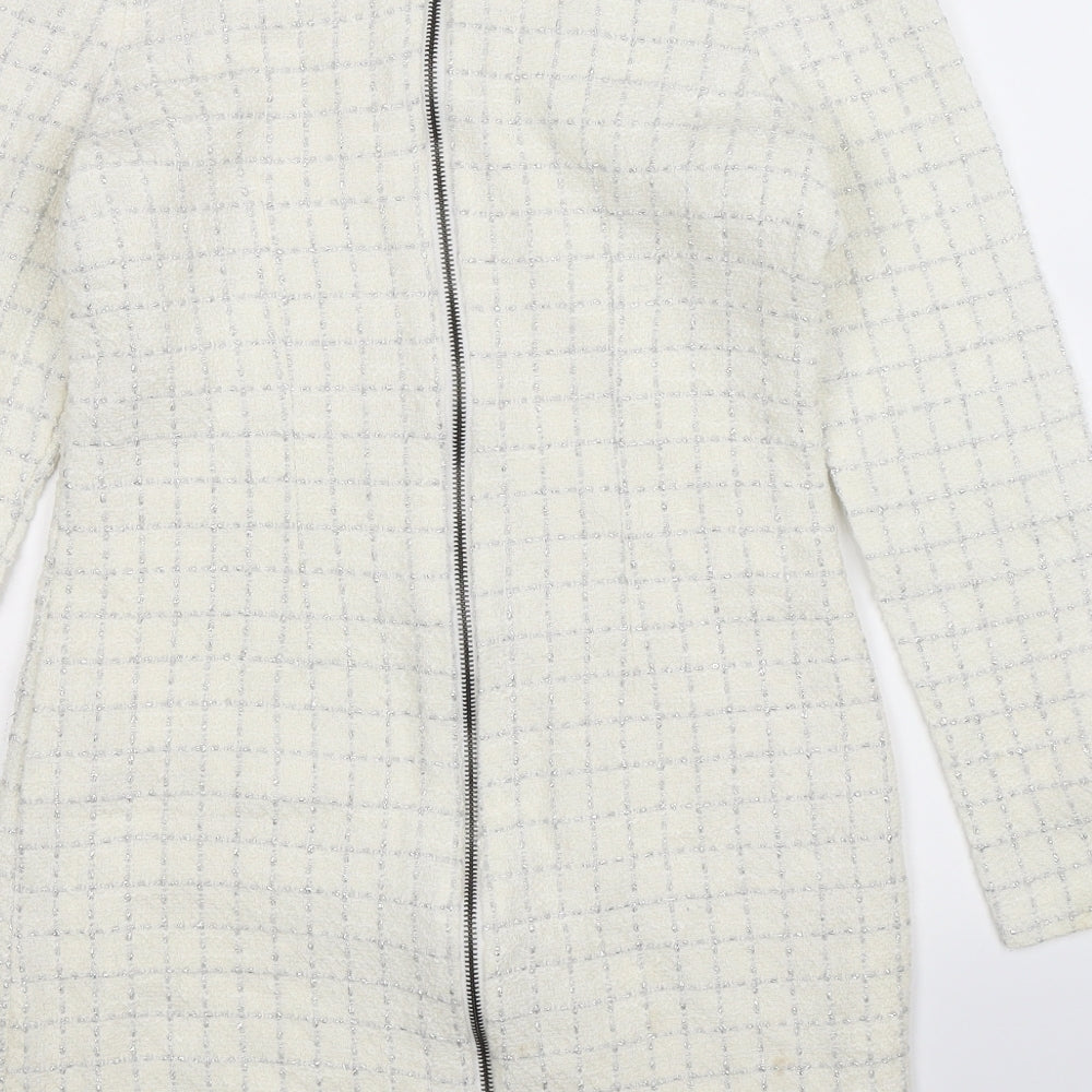 Ye Ye Womens White Check  Bodycon  Size S