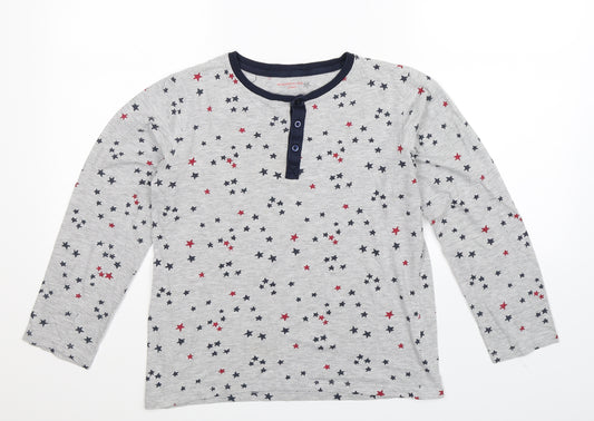 Front view of Monoprix boys’ grey geometric pyjama top, size 14, years