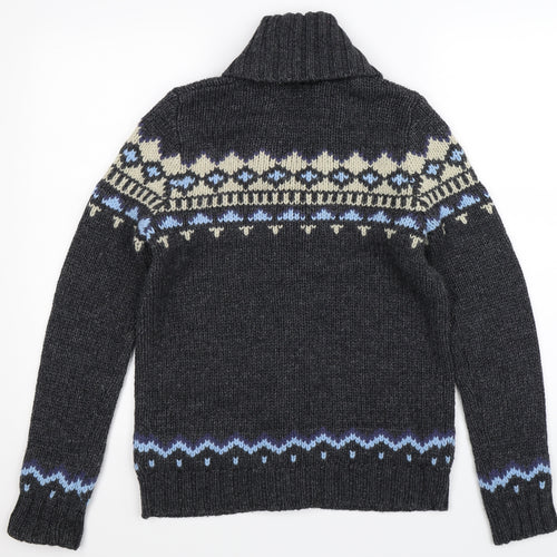 Uniqlo Womens Grey Geometric Knit Cardigan Jumper Size M