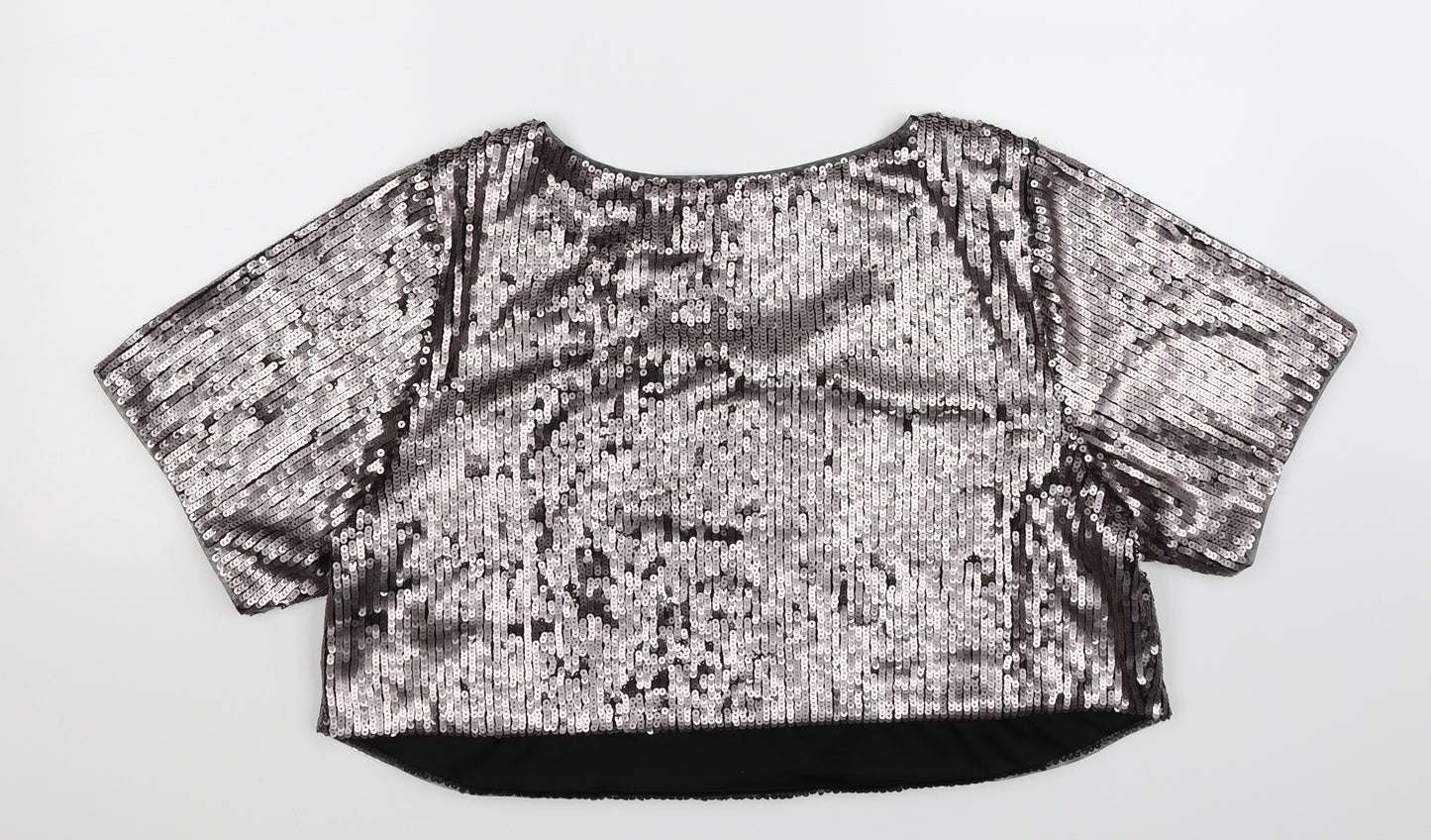 Boutique Womens Silver   Basic Blouse Size S  - Oversized