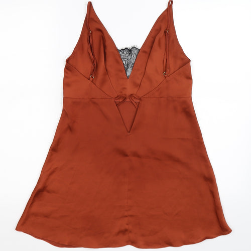 ASOS Womens Brown  Satin Basic Tank Size S