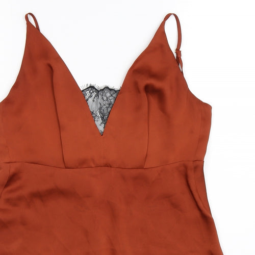 ASOS Womens Brown  Satin Basic Tank Size S