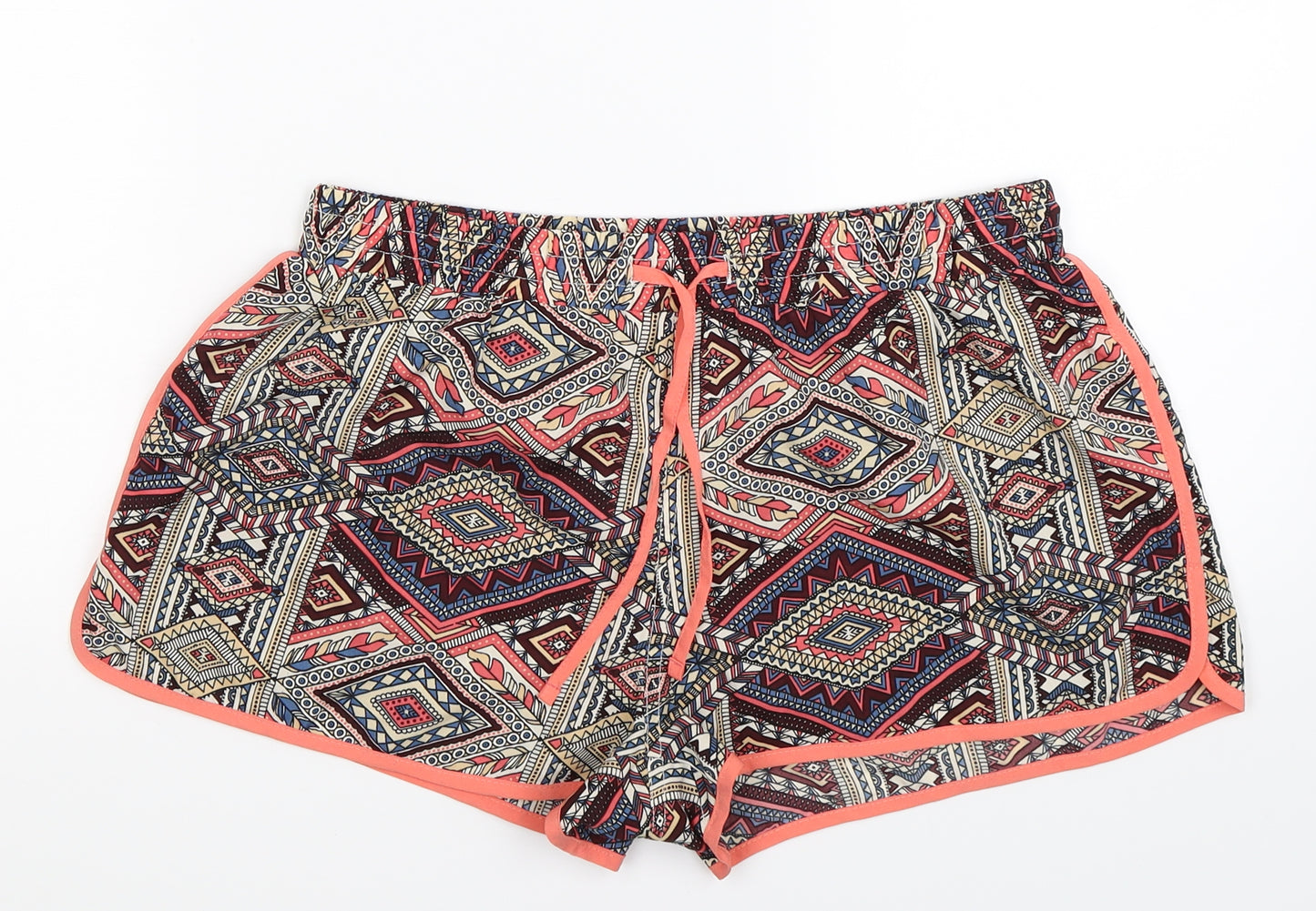 Denim Co Womens Multicoloured Geometric  Hot Pants Shorts Size 10